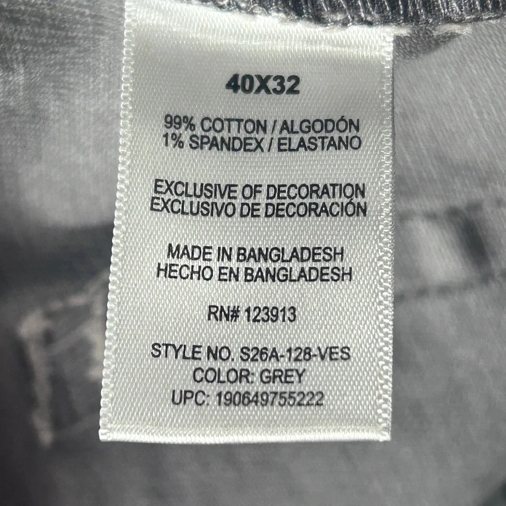 JACHS New York Mens Straight Fit 5 Pocket Denim Pant Grey 40x32 S26A-128-VES NWT